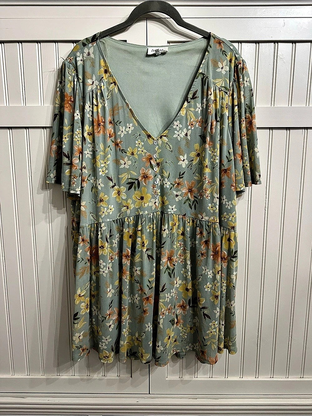 Siren Lily Floral Mini Dress in Blue Size 3X Like New